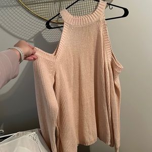 Pink sweater with cold shoulder